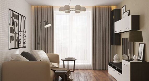 ЖК "Эверест" : готовый дизайн проект в стиле "Современная классика". Площадь 35.6 м² - фото №3