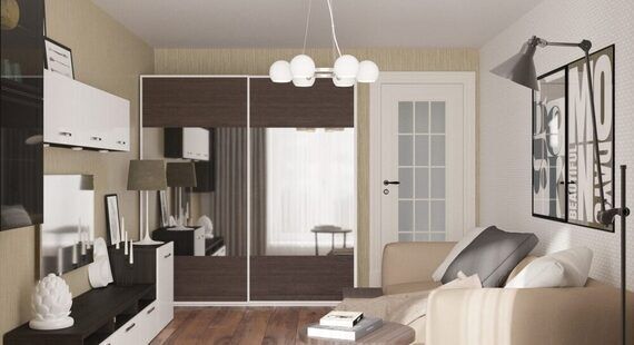 ЖК "Эверест" : готовый дизайн проект в стиле "Современная классика". Площадь 35.6 м² - фото №2