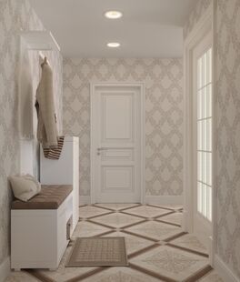 Фото № 5: Дизайн-проект однокомнатной квартиры 35.6  м² стиль Современная классика для ЖК Эверест