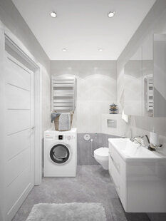 Фото № 1: Дизайн-проект совмещенного санузла 3.4  м² стиль Современная классика для ЖК Эверест