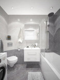 Фото № 4: Дизайн-проект совмещенного санузла 3.4  м² стиль Современная классика для ЖК Эверест