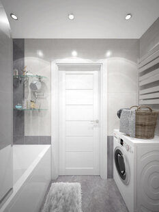 Фото № 2: Дизайн-проект совмещенного санузла 3.4  м² стиль Современная классика для ЖК Эверест