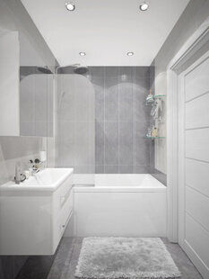 Фото № 3: Дизайн-проект совмещенного санузла 3.4  м² стиль Современная классика для ЖК Эверест