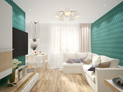 Фото № 3: Дизайн-проект кухни-гостиной 16.2  м² стиль Современная классика для ЖК Эверест