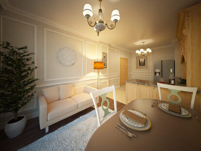 Фото № 2: Дизайн-проект двухкомнатной квартиры 67.6  м² стиль Классика для ЖК Наследие