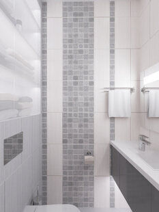 Фото № 2: Дизайн-проект совмещенного санузла 4.3  м² стиль Минимализм для ЖК Лайт Сити LS