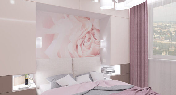 Спальня: готовый дизайн проект в стиле "Минимализм". Площадь 11.4 м² - фото №1