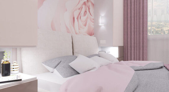 Спальня: готовый дизайн проект в стиле "Минимализм". Площадь 11.4 м² - фото №2