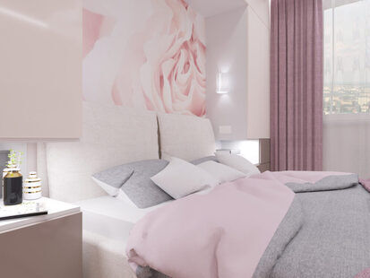 Фото № 2: Дизайн-проект спальни 11.4  м² стиль Минимализм для ЖК Лайт Сити LS