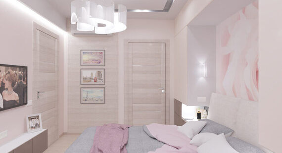 Спальня: готовый дизайн проект в стиле "Минимализм". Площадь 11.4 м² - фото №4