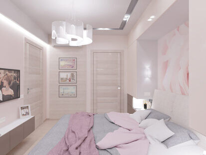 Фото № 4: Дизайн-проект спальни 11.4  м² стиль Минимализм для ЖК Лайт Сити LS