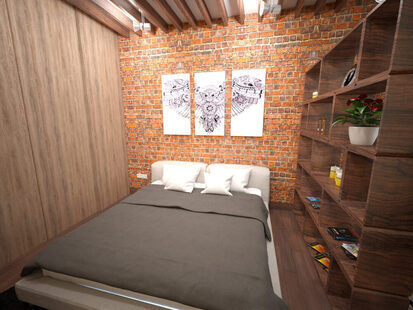 Фото № 4: Дизайн-проект спальни 17.8  м² стиль Лофт для ЖК Ника Парк