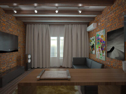 Фото № 4: Дизайн-проект кухни-гостиной 23.5  м² стиль Лофт для ЖК Ника Парк