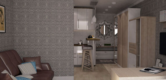 Фото № 1: Дизайн-проект кухни-гостиной 19.4  м² Скандинавский стиль для ЖК Видный