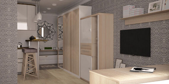 Фото № 2: Дизайн-проект кухни-гостиной 19.4  м² Скандинавский стиль для ЖК Видный