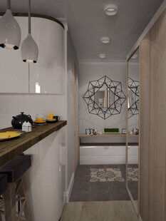 Фото № 4: Дизайн-проект кухни-гостиной 19.4  м² Скандинавский стиль для ЖК Видный