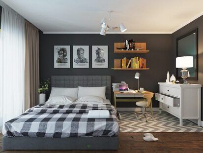 Фото № 1: Дизайн-проект спальни 11.6  м² Скандинавский стиль для ЖК Лайт Сити LS