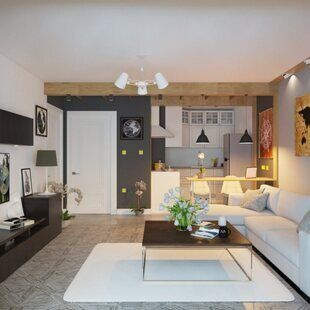 Фото № 3: Дизайн-проект кухни-гостиной 22.2  м² Скандинавский стиль для ЖК Лайт Сити LS