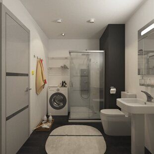 Фото № 1: Дизайн-проект совмещенного санузла 4.6  м² Скандинавский стиль для ЖК Лайт Сити LS