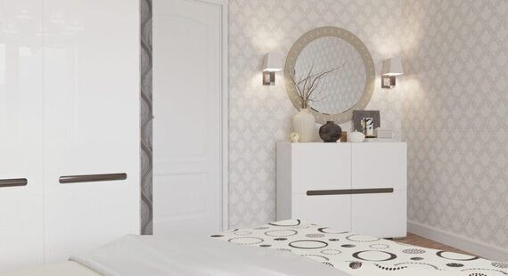 Спальня: готовый дизайн проект в стиле "Современная классика". Площадь 16.3 м² - фото №1