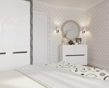 Фото № 1: Дизайн-проект спальни 16.3  м² стиль Современная классика для ЖК Лазурный