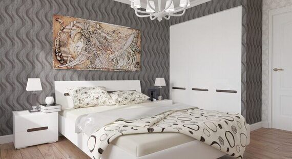 Спальня: готовый дизайн проект в стиле "Современная классика". Площадь 16.3 м² - фото №2