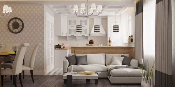 Фото № 1: Дизайн-проект кухни 12.3  м² стиль Современная классика для ЖК Лазурный