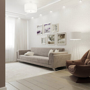 Фото № 3: Дизайн-проект зала 14.2  м² стиль Современная классика для ЖК Лазурный