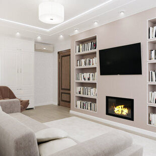 Фото № 2: Дизайн-проект зала 14.2  м² стиль Современная классика для ЖК Лазурный