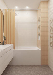 Фото № 3: Дизайн-проект ванной 3.3  м² стиль Современная классика для ЖК Лазурный