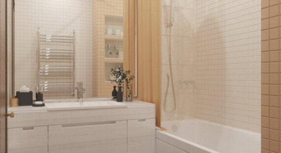 Ванная: готовый дизайн проект в стиле "Современная классика". Площадь 3.3 м² - фото №1