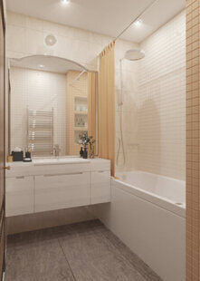 Фото № 1: Дизайн-проект ванной 3.3  м² стиль Современная классика для ЖК Лазурный