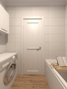 Фото № 3: Дизайн-проект совмещенного санузла 3.9  м² Скандинавский стиль для ЖК Шевченко