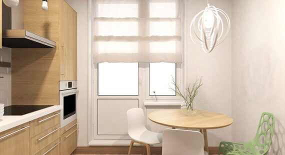 Кухня: готовый дизайн проект в стиле "Скандинавский". Площадь 9.9 м² - фото №1