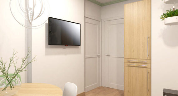 Кухня: готовый дизайн проект в стиле "Скандинавский". Площадь 9.9 м² - фото №3