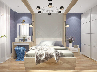 Фото № 4: Дизайн-проект спальни 13.4  м² стиль Современная классика для ЖК Эверест