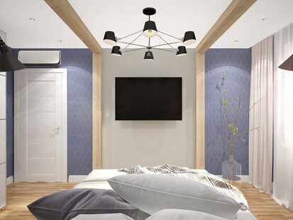 Фото № 2: Дизайн-проект спальни 13.4  м² стиль Современная классика для ЖК Эверест