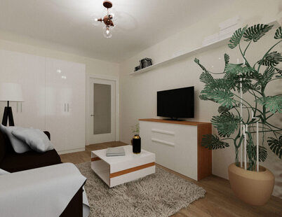 Фото № 6: Дизайн-проект двухкомнатной квартиры 69.4  м² Скандинавский стиль для ЖК Афродита-2