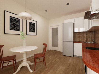 Фото № 5: Дизайн-проект двухкомнатной квартиры 69.4  м² Скандинавский стиль для ЖК Афродита-2