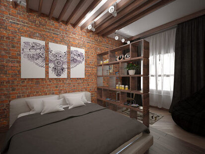 Фото № 4: Дизайн-проект однокомнатной квартиры 60.9  м² стиль Лофт для ЖК Ника Парк