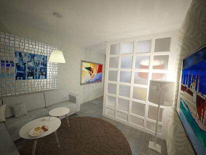 Фото № 2: Дизайн-проект двухкомнатной квартиры 69.5  м² стиль Фьюжн для ЖК Наследие