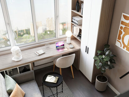 Фото № 5: Дизайн-проект однокомнатной квартиры 27.58  м² Стиль Лофт для апартаментов ильин лофт