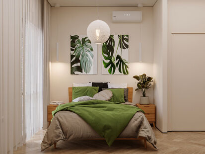 Фото № 1: Дизайн-проект однокомнатной квартиры 44.96  м² Современный стиль для ЖК Регата