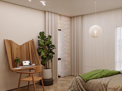 Фото № 4: Дизайн-проект однокомнатной квартиры 44.96  м² Современный стиль для ЖК Регата