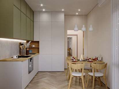 Фото № 6: Дизайн-проект однокомнатной квартиры 44.96  м² Современный стиль для ЖК Регата