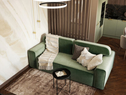 Фото № 6: Дизайн-проект однокомнатной квартиры 45.35  м² Стиль Модернизм для ЖК Династия