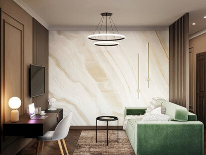 Фото № 5: Дизайн-проект однокомнатной квартиры 45.35  м² Стиль Модернизм для ЖК Династия