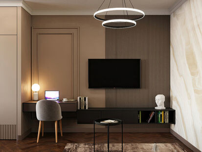 Фото № 2: Дизайн-проект однокомнатной квартиры 45.35  м² Стиль Модернизм для ЖК Династия