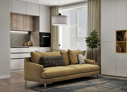 Фото № 2: Дизайн-проект евро трехкомнатной квартиры 63.67  м² Современный стиль для ЖК Грибоедов