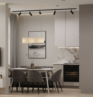 Фото № 5: Дизайн-проект однокомнатной квартиры 38.07  м² Стиль Модернизм для ЖК Аквамарин